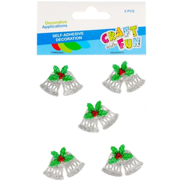 Dekoratyviniai kalėdiniai lipdukai Craft-Fun Christmas Glitter 5 vnt