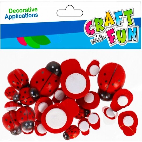 Декорация из дерева "Божьи коровки" 24 шт. разных размеров CRAFT-FUN