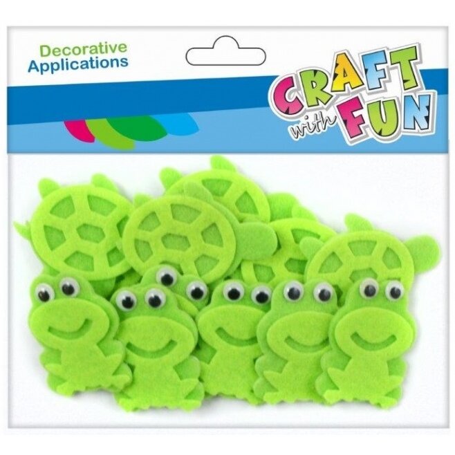 Dekoratyviniai lipdukai iš veltinio "Frog and Tortoise" 12 vnt. CRAFT-FUN Dekoratyviniai lipdukai iš veltinio "Frog and Tortoise" 12 vnt. CRAFT-FUN