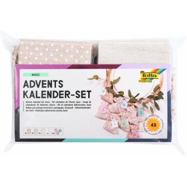 Advent Calender Kit BASIC, fabric bags, 49 parts, bag size 10x13cm, basic motifs