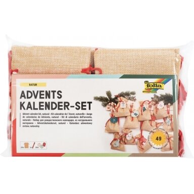 Advent Calender Kit Nature, fabric bags, 49 parts, bag size 10x13cm, basic motifs