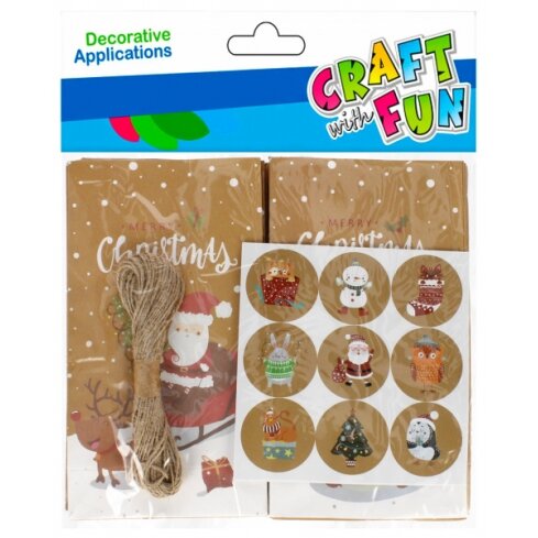 Dovanų pakavimo rinkinys Craft-Fun Advento kalendoris 24 Kraft maišelių ir 24 lipdukų Dovanų pakavimo rinkinys Craft-Fun Advento kalendoris 24 Kraft maišelių ir 24 lipdukų
