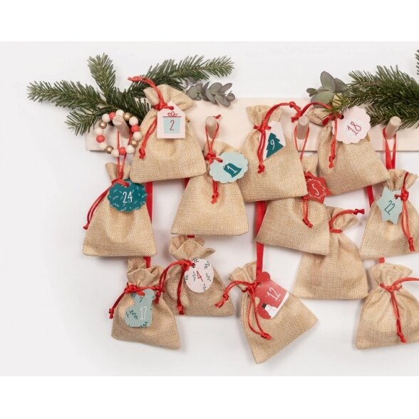 Dovaninių maišelių rinkinys Folia "Adventų kalendorius Kit Nature" 49 detalių 3