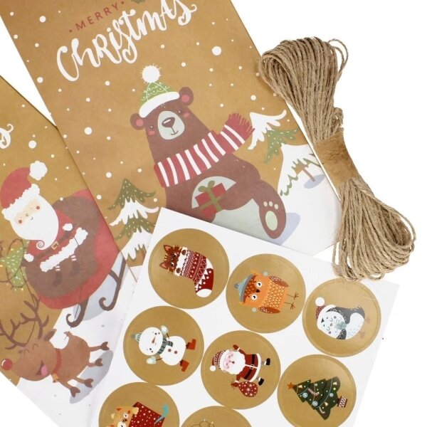 Dovanų pakavimo rinkinys Craft-Fun Advento kalendoris 24 Kraft maišelių ir 24 lipdukų 2 Dovanų pakavimo rinkinys Craft-Fun Advento kalendoris 24 Kraft maišelių ir 24 lipdukų 2