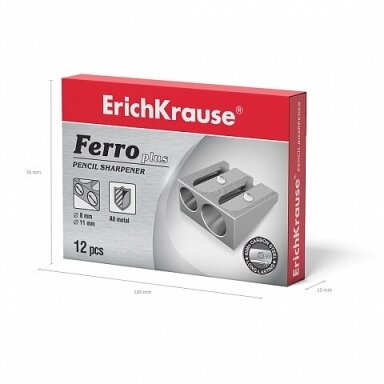 ErichKrause Ferro Metal Sharpener, double hole, silver