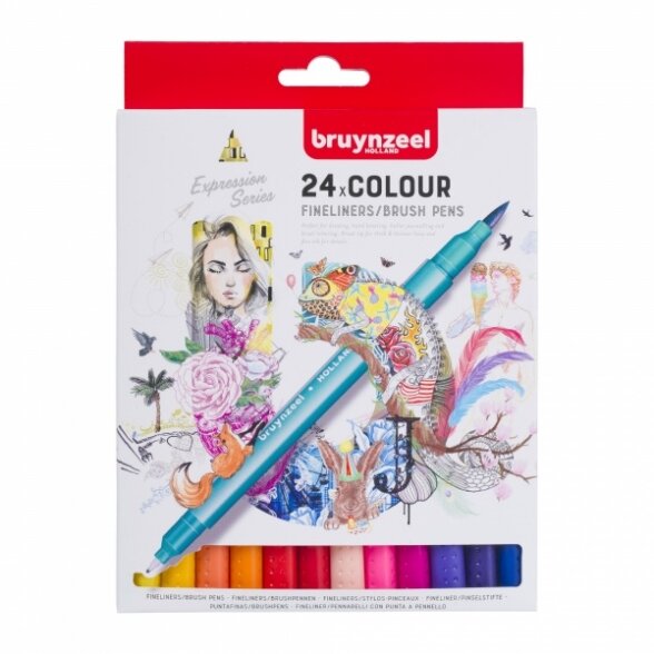 Набор двухсторонних маркеров Bruynzeel Expression 24 цвета в металлической коробке Набор двухсторонних маркеров Bruynzeel Expression 24 цвета в металлической коробке