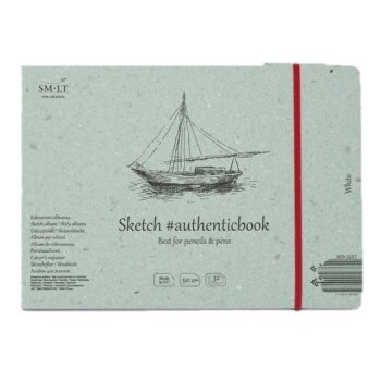 Eskizavimo knygutė (siūta) Authenticbook SMLT 245x176 mm 32 lapai 90 g/m2 balti su skirtuku
