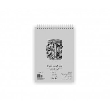 Блокнот для эскизов SMLT Bristol Authentic, формат A5, 30 листов, 185 г/м², твердая обложка с пружиной Блокнот для эскизов SMLT Bristol Authentic, формат A5, 30 листов, 185 г/м², твердая обложка с пружиной
