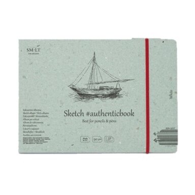 Сшитый блокнот для эскизов Authenticbook SMLT, 245 × 176 мм, 32 листа, 90 г/м², белый, с закладкой Сшитый блокнот для эскизов Authenticbook SMLT, 245 × 176 мм, 32 листа, 90 г/м², белый, с закладкой