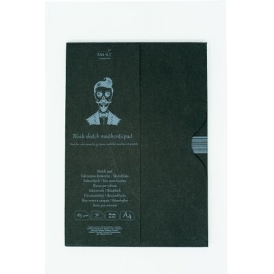 Черный альбом для эскизов Authentic SMLT, формат A4, 30 листов, 165 г/м², твердая обложка с откидной крышкой