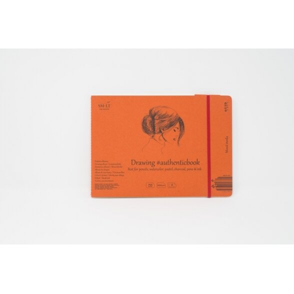 Сшитый блокнот для эскизов Authenticbook SMLT, 245 × 176 мм, 18 листов, 200 г/м², с закладкой Сшитый блокнот для эскизов Authenticbook SMLT, 245 × 176 мм, 18 листов, 200 г/м², с закладкой