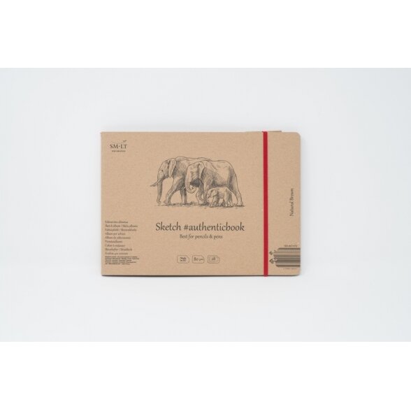 Сшитый блокнот для эскизов Authenticbook SMLT, 245 × 176 мм, 28 листов, 135 г/м², коричневый, с закладкой Сшитый блокнот для эскизов Authenticbook SMLT, 245 × 176 мм, 28 листов, 135 г/м², коричневый, с закладкой