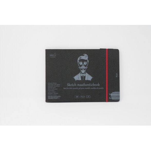 Сшитый черный блокнот для эскизов Authenticbook SMLT, 245 × 176 мм, 18 листов, 165 г/м², с закладкой Сшитый черный блокнот для эскизов Authenticbook SMLT, 245 × 176 мм, 18 листов, 165 г/м², с закладкой