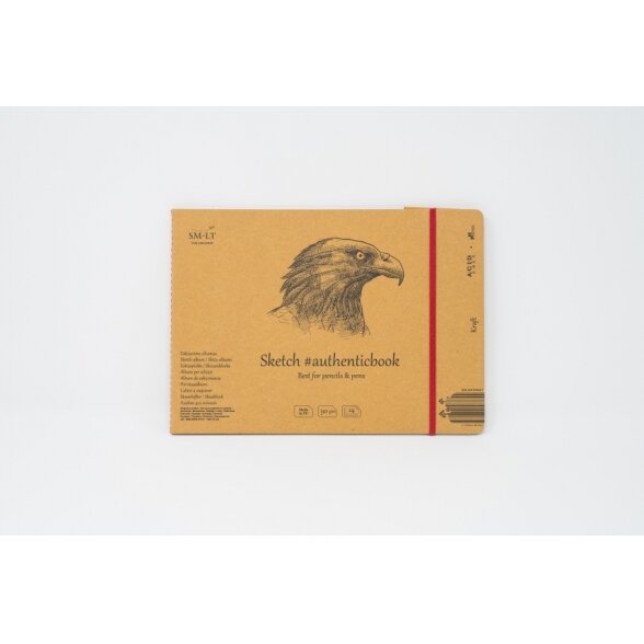 Eskizavimo knygutė (siūta) Kraft Authenticbook SMLT 245x176 mm 24 lapų 90 g/m2 su skirtuku Eskizavimo knygutė (siūta) Kraft Authenticbook SMLT 245x176 mm 24 lapų 90 g/m2 su skirtuku