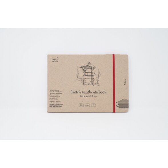 Eskizavimo knygutė (siūta) Natural Authenticbook SMLT 245x176 mm 32 lapai 100 g/m2 su skirtuku Eskizavimo knygutė (siūta) Natural Authenticbook SMLT 245x176 mm 32 lapai 100 g/m2 su skirtuku
