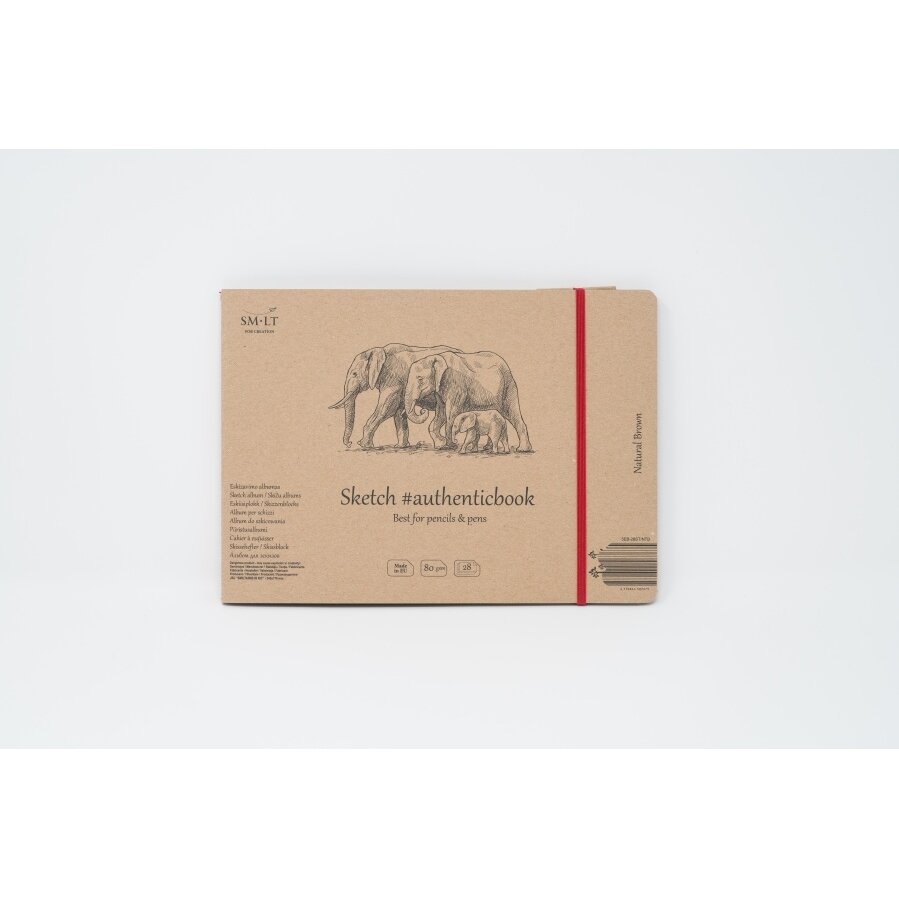 Сшитый блокнот для эскизов Authenticbook SMLT, 245 × 176 мм, 28 листов, 135 г/м², коричневый, с закладкой Сшитый блокнот для эскизов Authenticbook SMLT, 245 × 176 мм, 28 листов, 135 г/м², коричневый, с закладкой