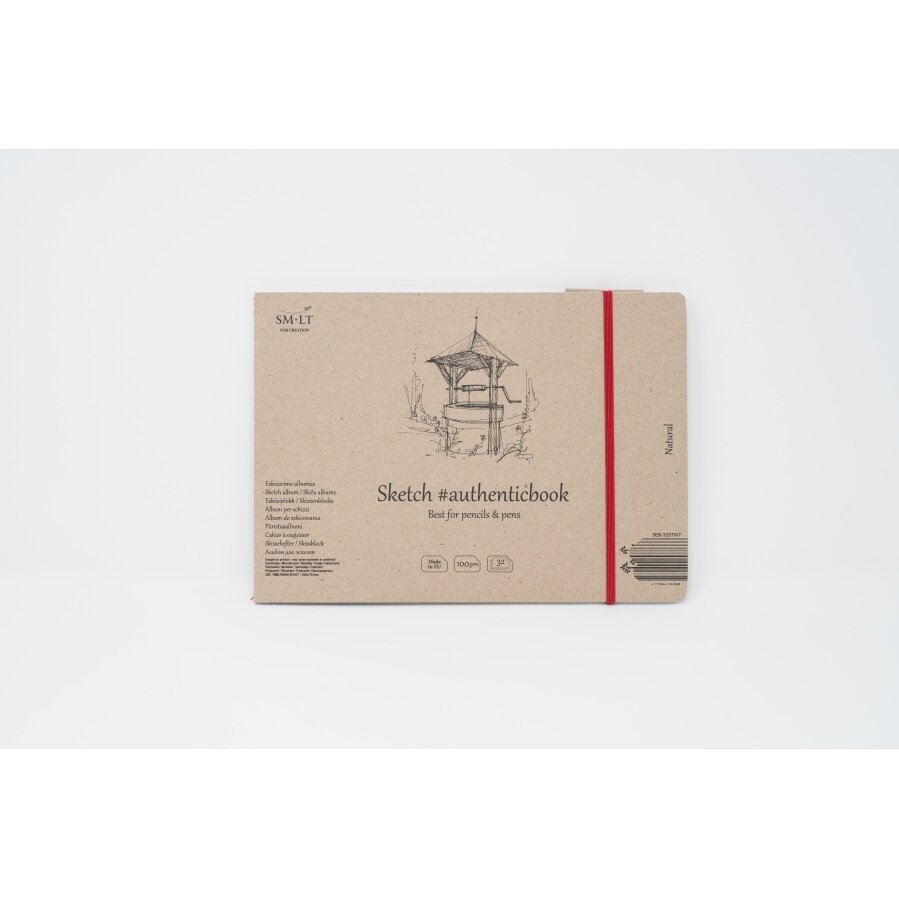 Eskizavimo knygutė (siūta) Natural Authenticbook SMLT 245x176 mm 32 lapai 100 g/m2 su skirtuku