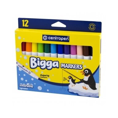Flomasteriai Centropen Bigga Markers 7650 1-5,8 mm 12 spalvų Flomasteriai Centropen Bigga Markers 7650 1-5,8 mm 12 spalvų