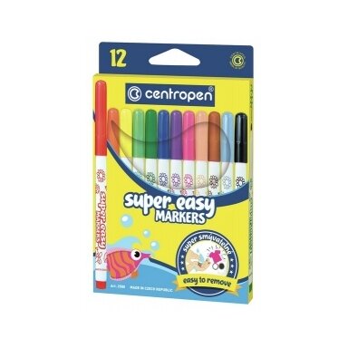 Flomasteriai Centropen Super Easy 2580 1-3 mm 12 spalvų Flomasteriai Centropen Super Easy 2580 1-3 mm 12 spalvų