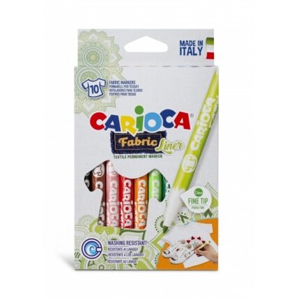 Žymeklių rinkinys tekstilei Carioca Fabric Liner 10 spalvų
