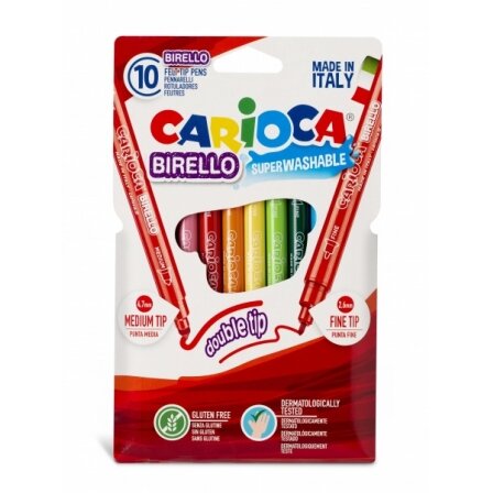 Flomasteriai Carioca Birello dvipusiai 10 spalvų