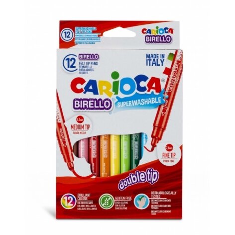 Flomasteriai Carioca Birello dvipusiai 12 spalvų