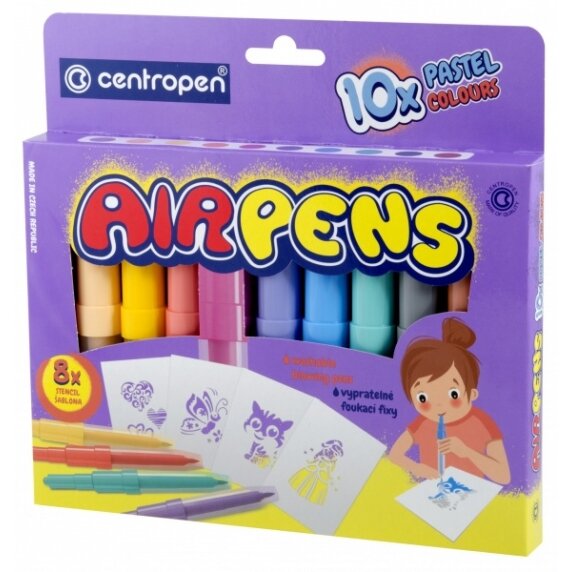 Flomasteriai pučiami Centropen Airpens Pastel 10 spalvų