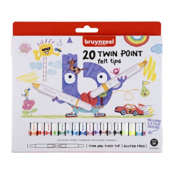 Bruynzeel Twin Point Felt Tips 20 colors Bruynzeel Twin Point Felt Tips 20 colors