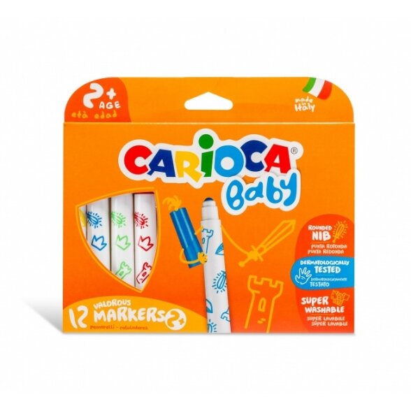 Flomasteriai Carioca Baby Marker 2+ 12 spalvų