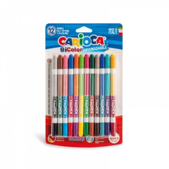 Фломастеры Carioca BiColor 12 двойных цветов