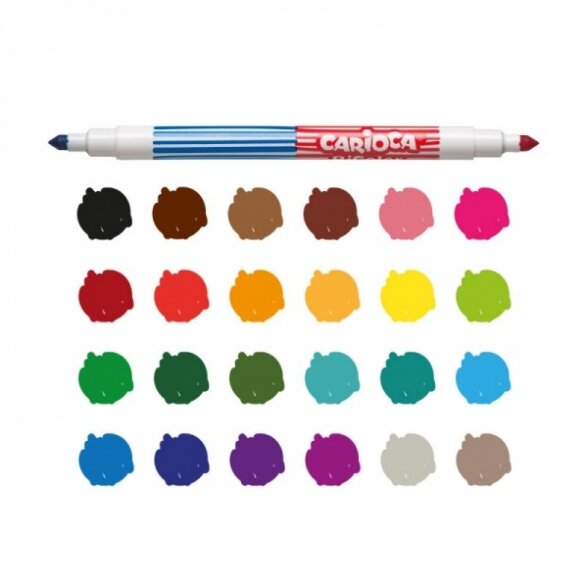 Фломастеры Carioca BiColor 12 двойных цветов 1