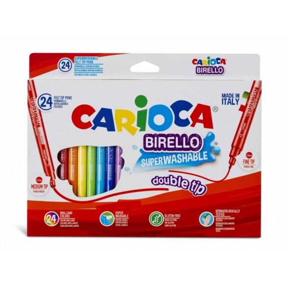 Flomasteriai Carioca Birello dvipusiai 24 spalvų