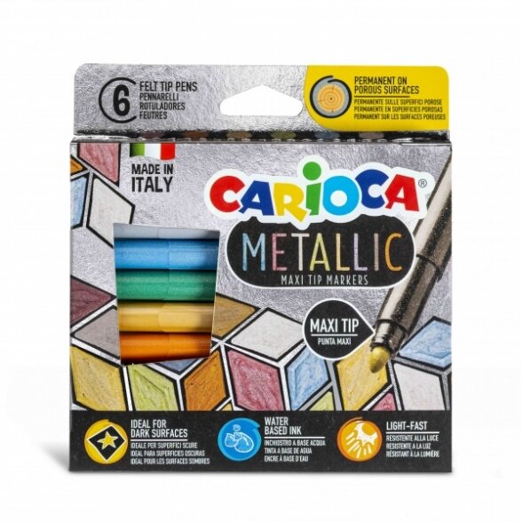Flomasteriai Carioca Metallic Maxi 6 spalvų
