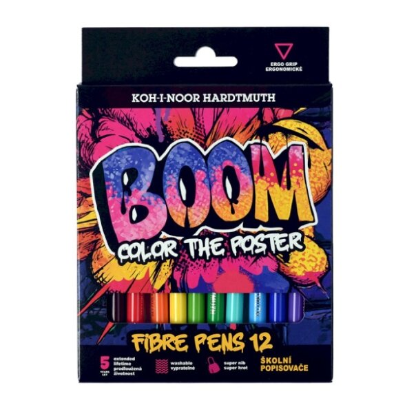 Set of Fibre Pens Koh-I-Noor BOOM 1022 12 colors Set of Fibre Pens Koh-I-Noor BOOM 1022 12 colors