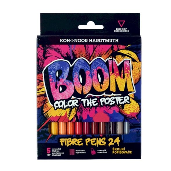 Set of Fibre Pens Koh-I-Noor BOOM 1022 24 colors Set of Fibre Pens Koh-I-Noor BOOM 1022 24 colors