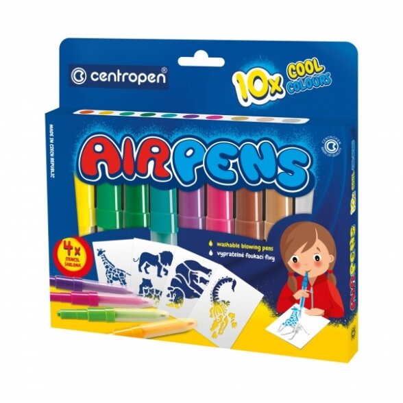 Flomasteriai pučiami Centropen Airpens 10 spalvų Flomasteriai pučiami Centropen Airpens 10 spalvų
