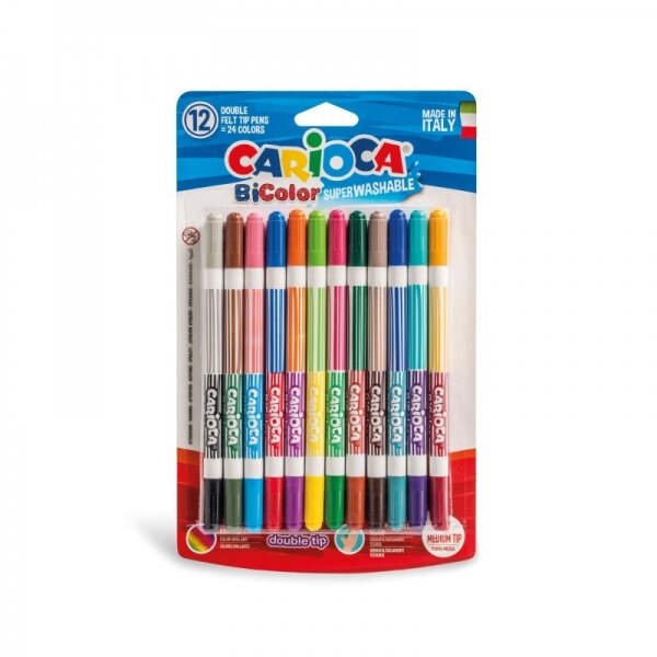 Фломастеры Carioca BiColor 12 двойных цветов
