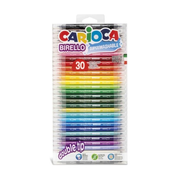 Фломастеры Carioca Birello, двусторонние, 30 цветов