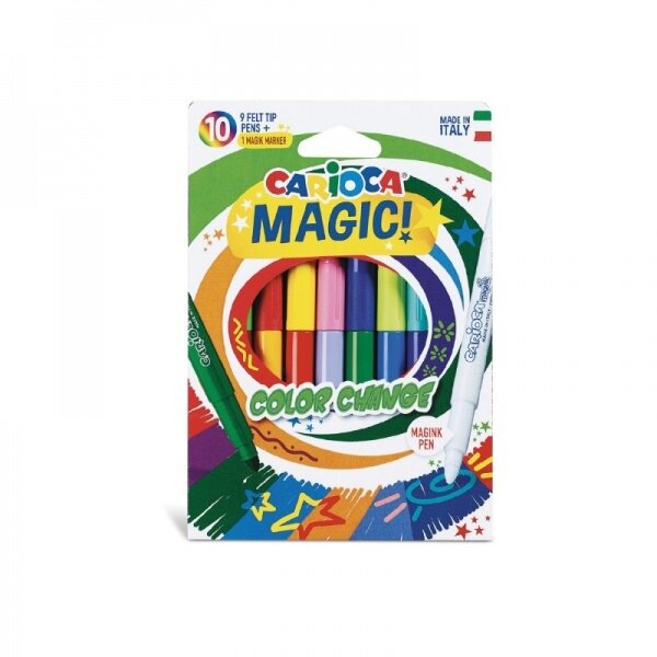 Flomasteriai Carioca Magic 9 spalvų+1 flomasteris keičianti spalvą Flomasteriai Carioca Magic 9 spalvų+1 flomasteris keičianti spalvą