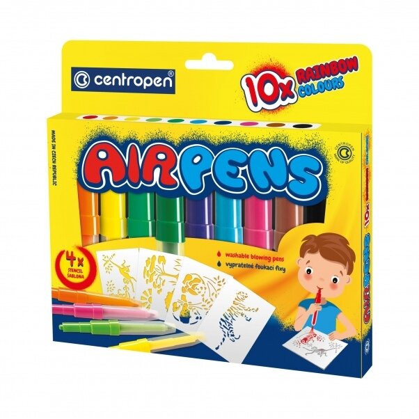 Flomasteriai pučiami Centropen Airpens Rainbow,  10 spalvų