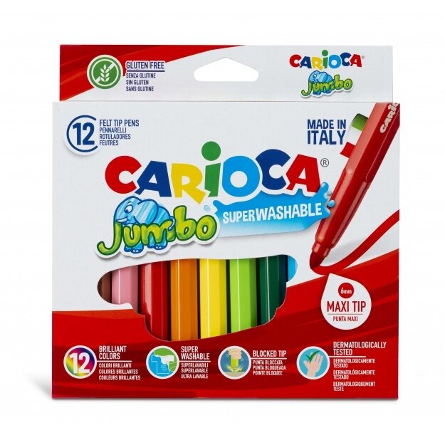 Flomasteriai Carioca Jumbo 12 spalvų Flomasteriai Carioca Jumbo 12 spalvų