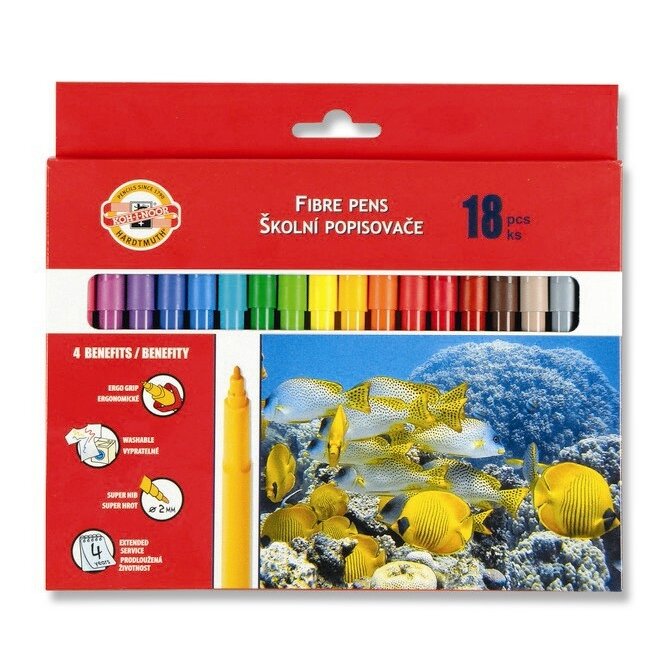 Set of Fibre Pens Koh-I-Noor 1002 18 colors