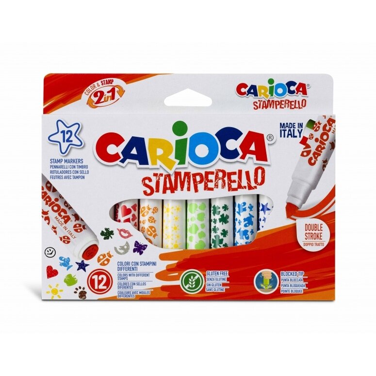 Flomasteriai-antspaudėliai Carioca Stamperello 12 spalvų Flomasteriai-antspaudėliai Carioca Stamperello 12 spalvų