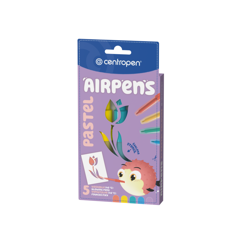 Flomasteriai pučiami Centropen Airpens Pastel 5 spalvų