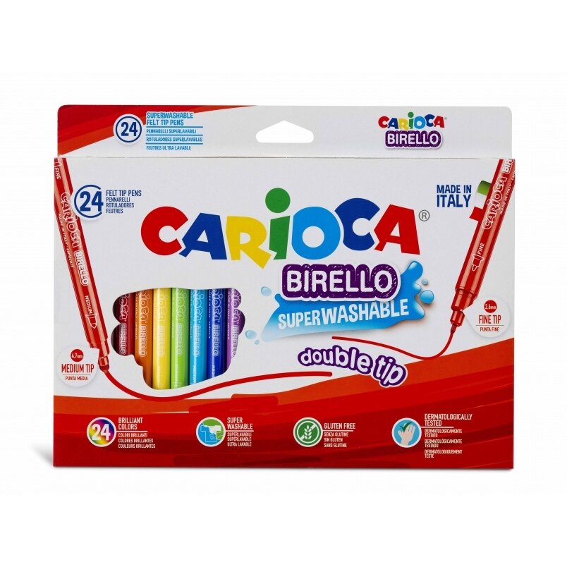 Flomasteriai Carioca Birello dvipusiai 24 spalvų