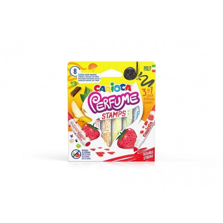 Flomasteriai-antspaudėliai Carioca Perfume Stamps kvepianti 8 spalvų