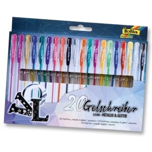 Folia Black Style Gel Pens 1 mm 20 pcs Metallic and Glitter Assorted