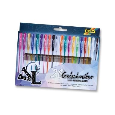 Folia Black Style Gel Pens 1 mm 20 pcs Metallic and Glitter Assorted