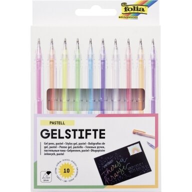Folia Black Style Pastel Gel Pens 1 mm 10 pcs Assorted Colours