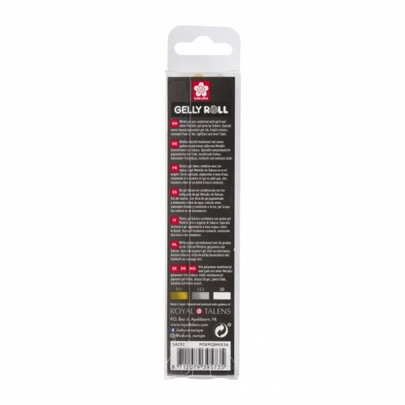 Гелевые ручки Sakura Gelly Roll Metallic 3 штуки (золотая, серебряная, белая) 1